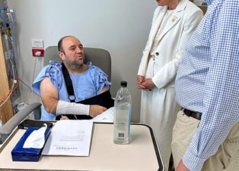 Bondi Beach hero Ahmed Al Ahmed was visited in hospital by opposition leader Sussan Ley