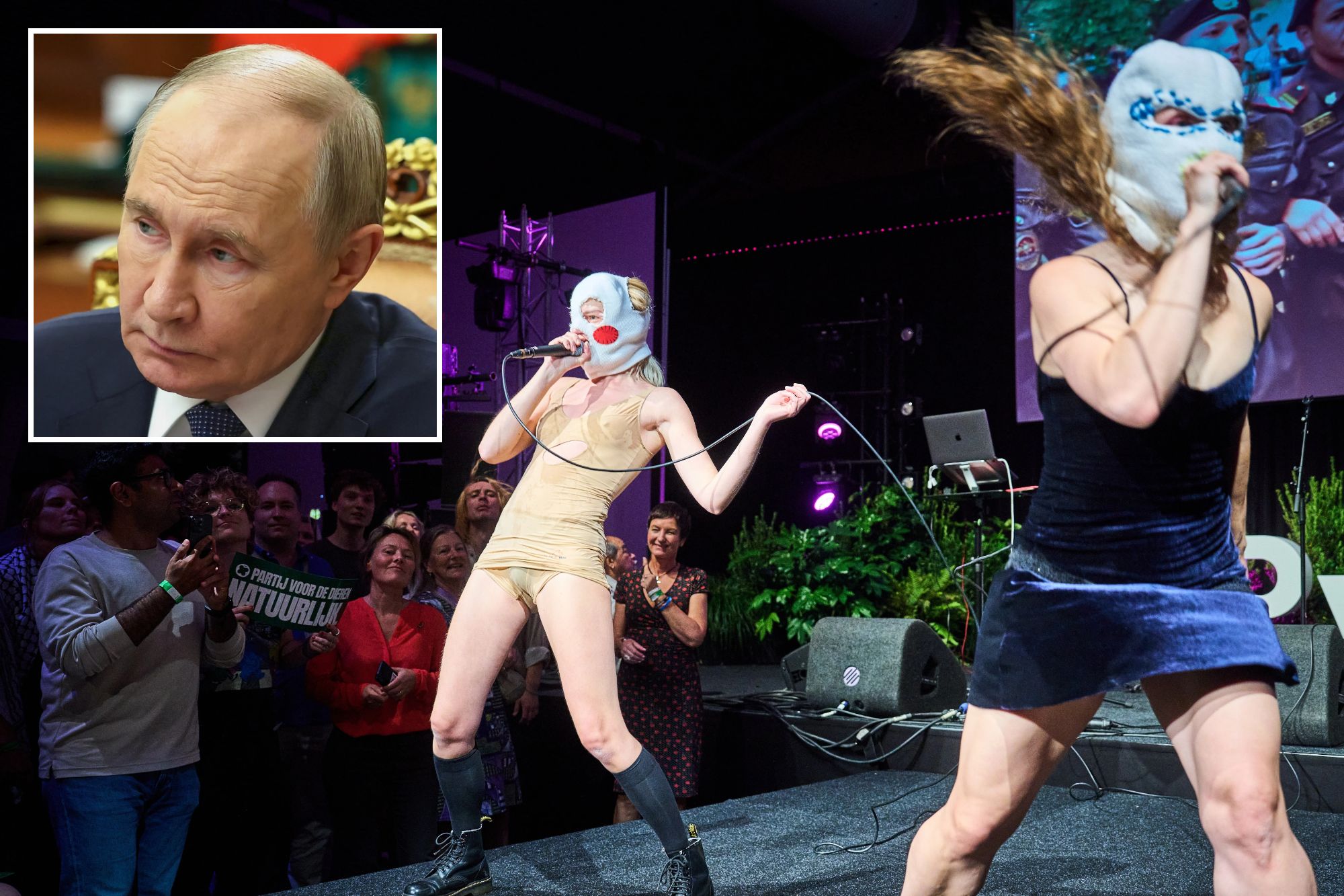An image collage containing 2 images, Image 1 shows Party for the Animals Holds Election Congress, 'S-Hertogenbosch, The Netherlands - 07 Sep 2025, Image 2 shows Russia Putin