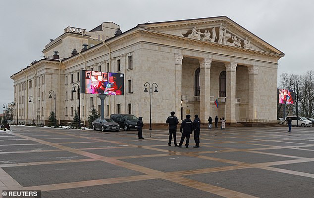 Russian forces have rebuilt the theatre at Mariupol which was bombed in 2022