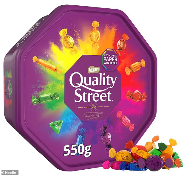 The weight of a Quality Street tub was cut by manufacturer Nestlé to a record low of just 550g this year