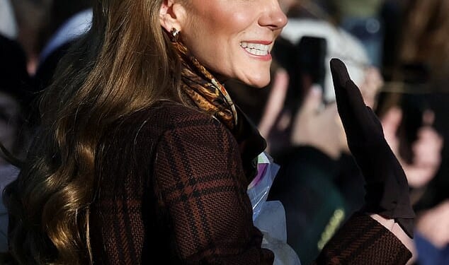 The Princess of Wales was radiant as she joined the royal family for their annual Christmas service at St Mary Magdalene Church in Sandringham today