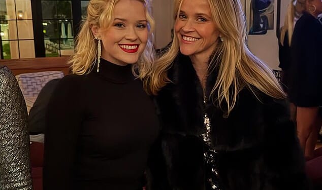 Reese Witherspoon (R) and her three children are getting into the holiday spirit ahead of the Christmas holiday, including her lookalike daughter Ava Phillippe (L)