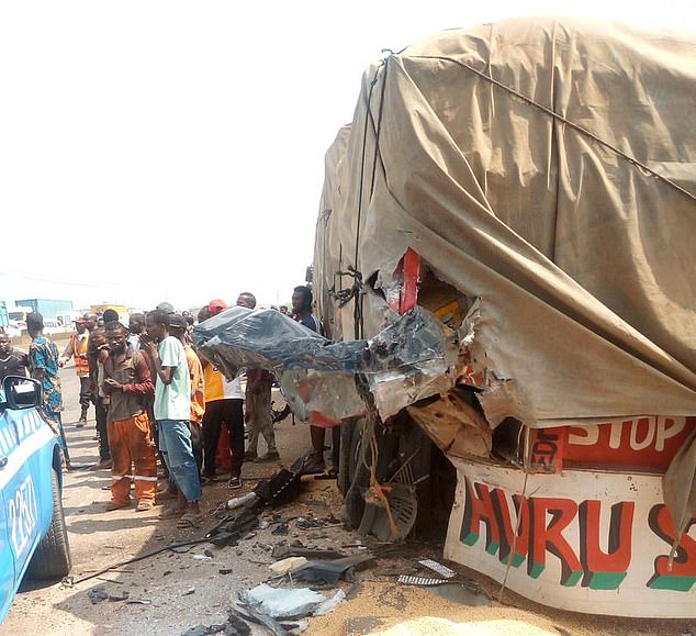 The truck that the Lexus Jeep crashed into is pictured here