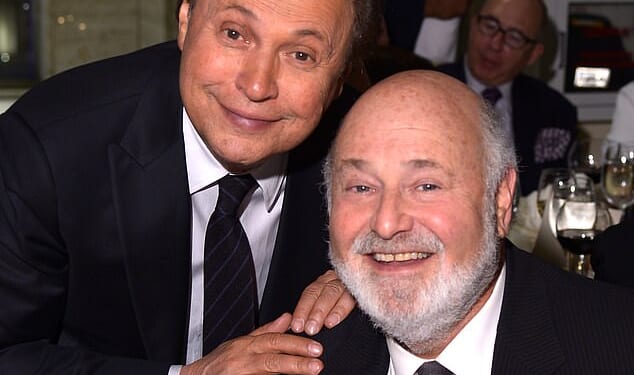 On Monday, the Reiners' famous friends gathered for a impromptu memorial. Comedian Albert Brooks hosted the gathering. Also in attendance were actor Billy Crystal (pictured with Rob Reiner), his producer wife Janice, and comedians Larry David, Bill Hader and Conan O'Brien