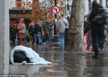 People living on the streets in London this month as homelessness remains a major issue