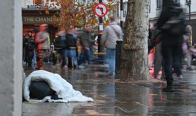 People living on the streets in London this month as homelessness remains a major issue