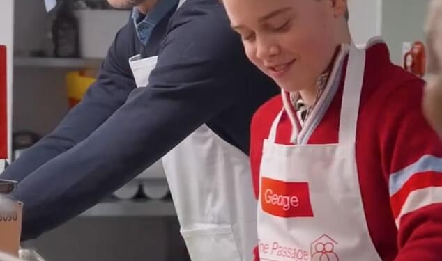Prince William and Prince George visited a homeless shelter in London to prepare a Christmas lunch