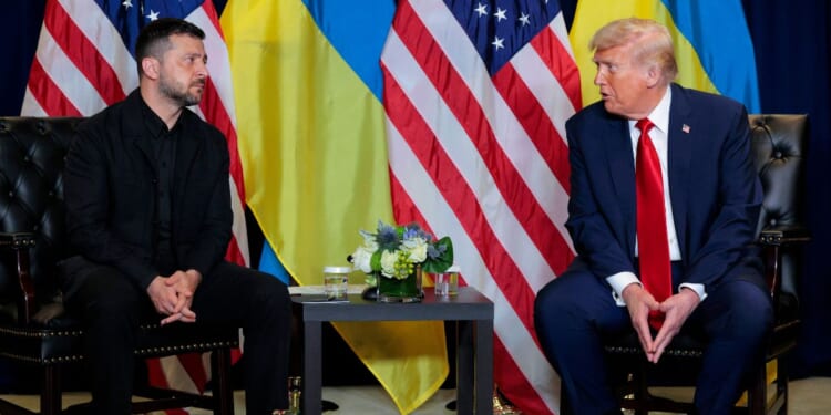 President Donald Trump speaks during a bilateral meeting with President of Ukraine Volodymyr Zelensky at the 80th session of the United Nations General Assembly at the United Nations headquarters on Sept. 23, 2025, in New York City.
