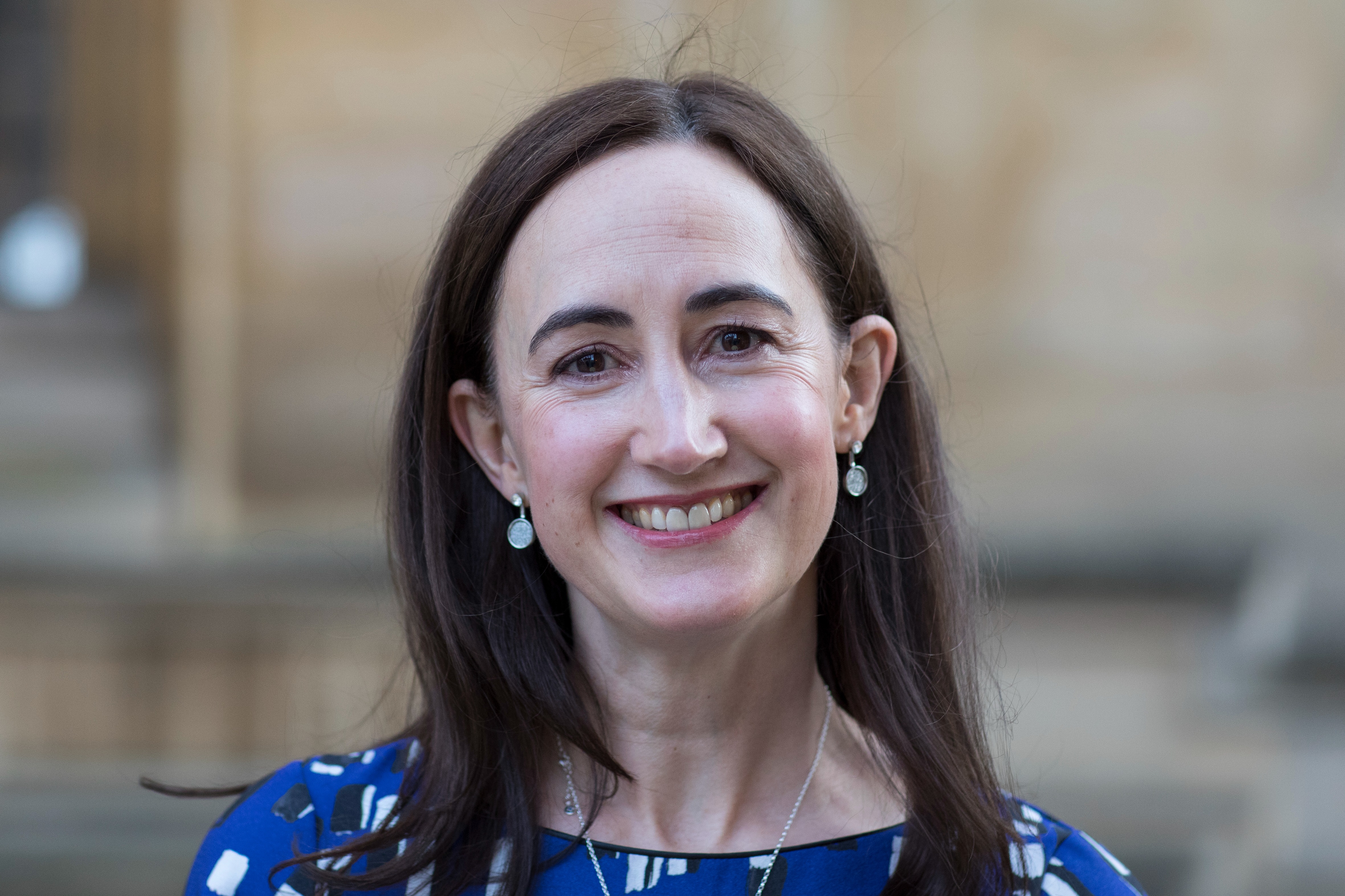 Sophie Kinsella, best-selling author, smiling at the FT Weekend Oxford Literary Festival.