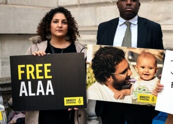 Mona Seif, who headed a long-running campaign for her brother Alaa Abd El-Fattah's release, is pictured alongside Labour's David Lammy in 2022