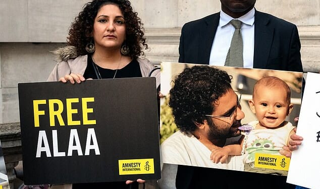 Mona Seif, who headed a long-running campaign for her brother Alaa Abd El-Fattah's release, is pictured alongside Labour's David Lammy in 2022