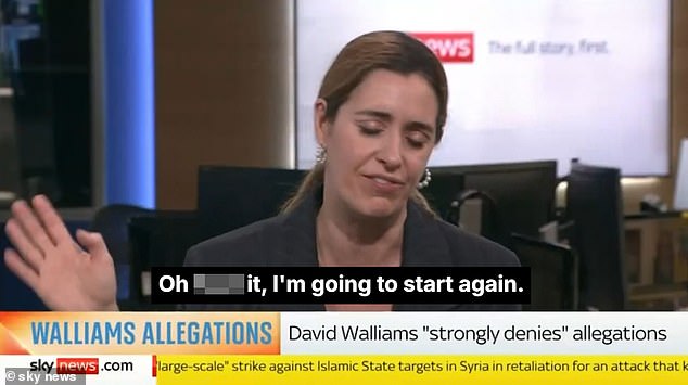 Sky's Arts and Entertainment Correspondent Katie Spencer said: 'Oh f*** it I'm going to start again' on live television