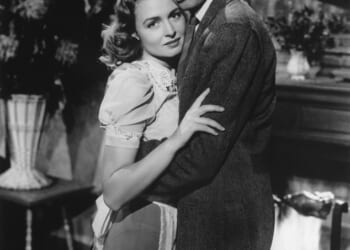 James Stewart embracing Donna Reed from the 1946 Frank Capra film 'It's a Wonderful Life'