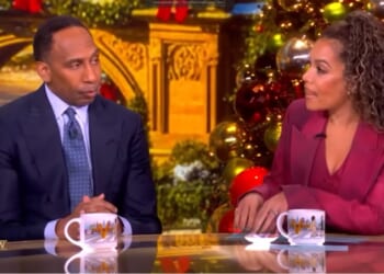 In a conversation with "The View" co-host Sunni Hostin, Stephen A. Smith doubled down on his comments critical of Sen. Mark Kelly for "telling military men and women to ignore the commander in chief."