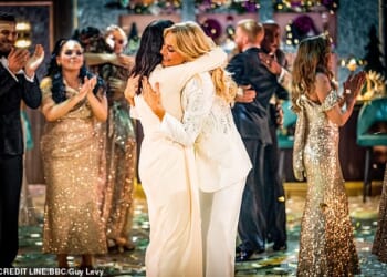 Tess Daly and Claudia Winkleman shared an emotional 'last hug' as they presented from the Strictly dance floor for a final time on Christmas Day