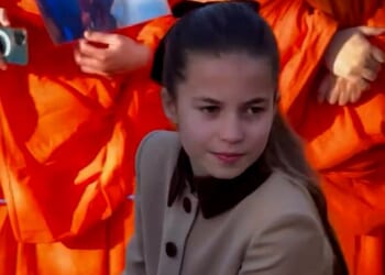 In a video from the Norfolk estate, the 10-year-old daughter of the Prince and Princess of Wales can be seen stepping forward from her siblings to embrace a delighted member of the public