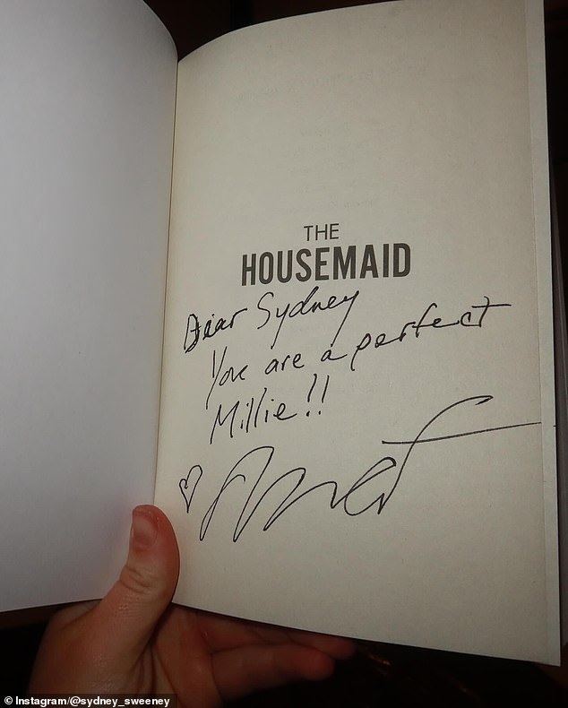 Earlier this year Sweeney shared a photo of a signed copy of the Freida McFadden book