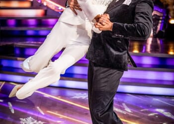 Tess Daly is swept off her feet by Strictly pro Aljaž Škorjanec in the show's upcoming Christmas special