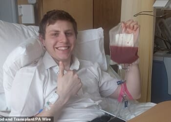 Dr Christopher Black, 31, (pictured) is an anaesthetist from Leicester who made his first donation as a medical student, and has now been dubbed a 'super-donor'