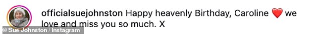 Sue Johnston, (left), paid tribute to her The Royle Family co-star and show co-creator Caroline Aherne on what would have been her 61st birthday on Christmas Eve