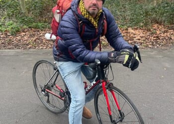 Tim Natham, 45 said: 'There's no regulation around electric bikes. It's really bad. Lots of cyclists go crazy. They go on paths, they go on the road, they go anywhere'
