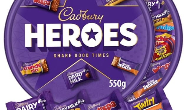 A 550g tub of Cadbury Heroes now costs £7 at Tesco, working out at around 12.7p per chocolate
