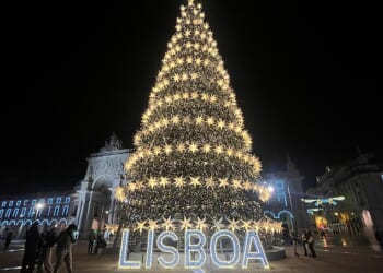 Lisbon's main Christmas tree (pictured), located in Praça do Comércio, is beautifully lit up in the evenings