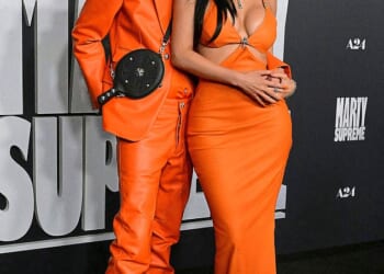 Timothee Chalamet and Kylie Jenner attend the premiere of Marty Supreme in Los Angeles, California