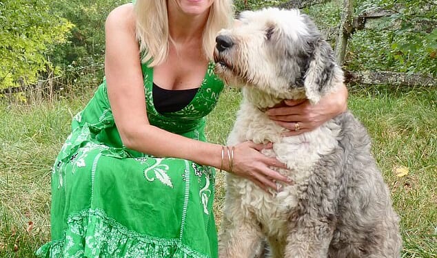 Samantha Brick with her Old English Sheepdog Indy, the first of her seven dogs to have died in the last three years