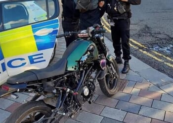 Police apprehend a masked e-bike rider racing through the streets of Darlington, Co Durham