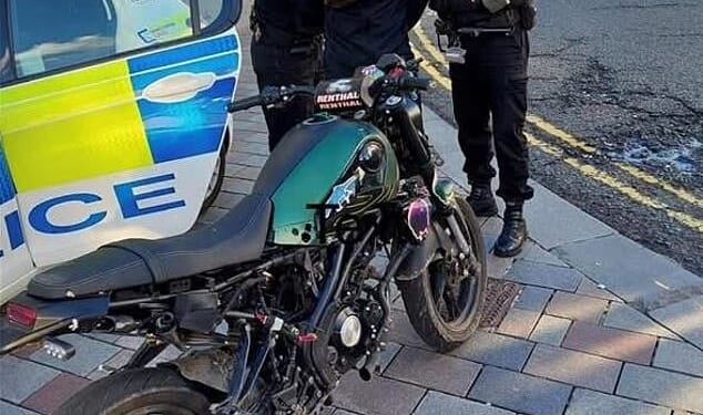 Police apprehend a masked e-bike rider racing through the streets of Darlington, Co Durham
