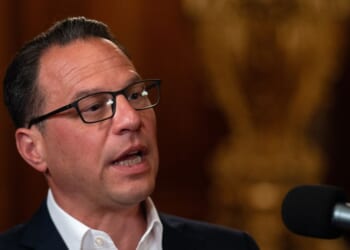 Pennsylvania Gov. Josh Shapiro sits for an interview with Washington Post reporter Colby Itkowitz at the Pennsylvania State Capitol on June 11, 2025.