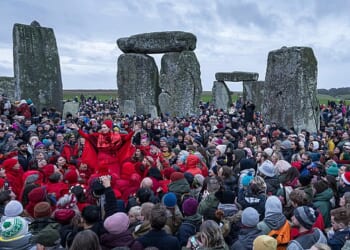 Thousands of people have gathered at Stonehenge to mark the winter solstice - as huge crowds formed to watch the sunrise on the shortest day of the year