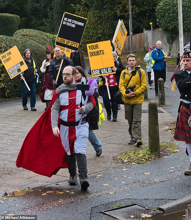 Former Scientologist Alexander Barnes-Ross, 30, had led the recent protest group wearing a medieval knight's costume adorned with the St George's flag