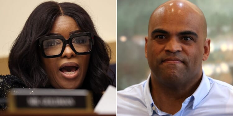 Former Rep. Colin Allred, right, announced he is dropping out of the Texas Senate race on the day Rep. Jasmine Crockett, left, is expected to announce her run.