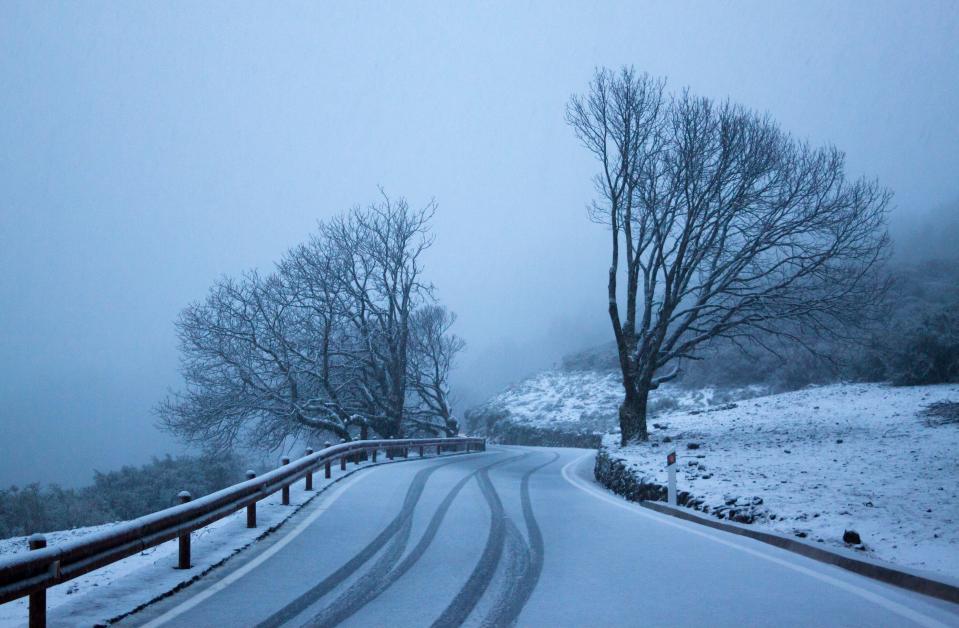 Snowy summit landscape, Gran Canaria, Spain
