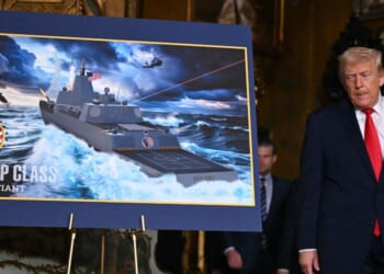 President Donald Trump announces the US Navy's new Golden Fleet initiative in Palm Beach, Florida, on Dec. 22, 2025.