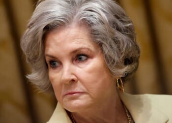 White House Chief of Staff Susie Wiles looks on during a meeting with President Donald Trump and President of Argentina Javier Milei in the Cabinet Room at the White House on Oct. 14, 2025, in Washington, D.C.