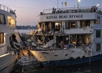 Two cruise ships crashed with 'extremely violent' impact on the River Nile on Sunday evening, leaving one tourist dead