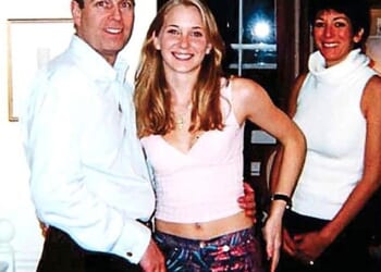 Andrew Mountbatten-Windsor is pictured with Epstein accuser Virginia Giuffre, who claimed she had been forced to have sex with the royal after being trafficked from the US