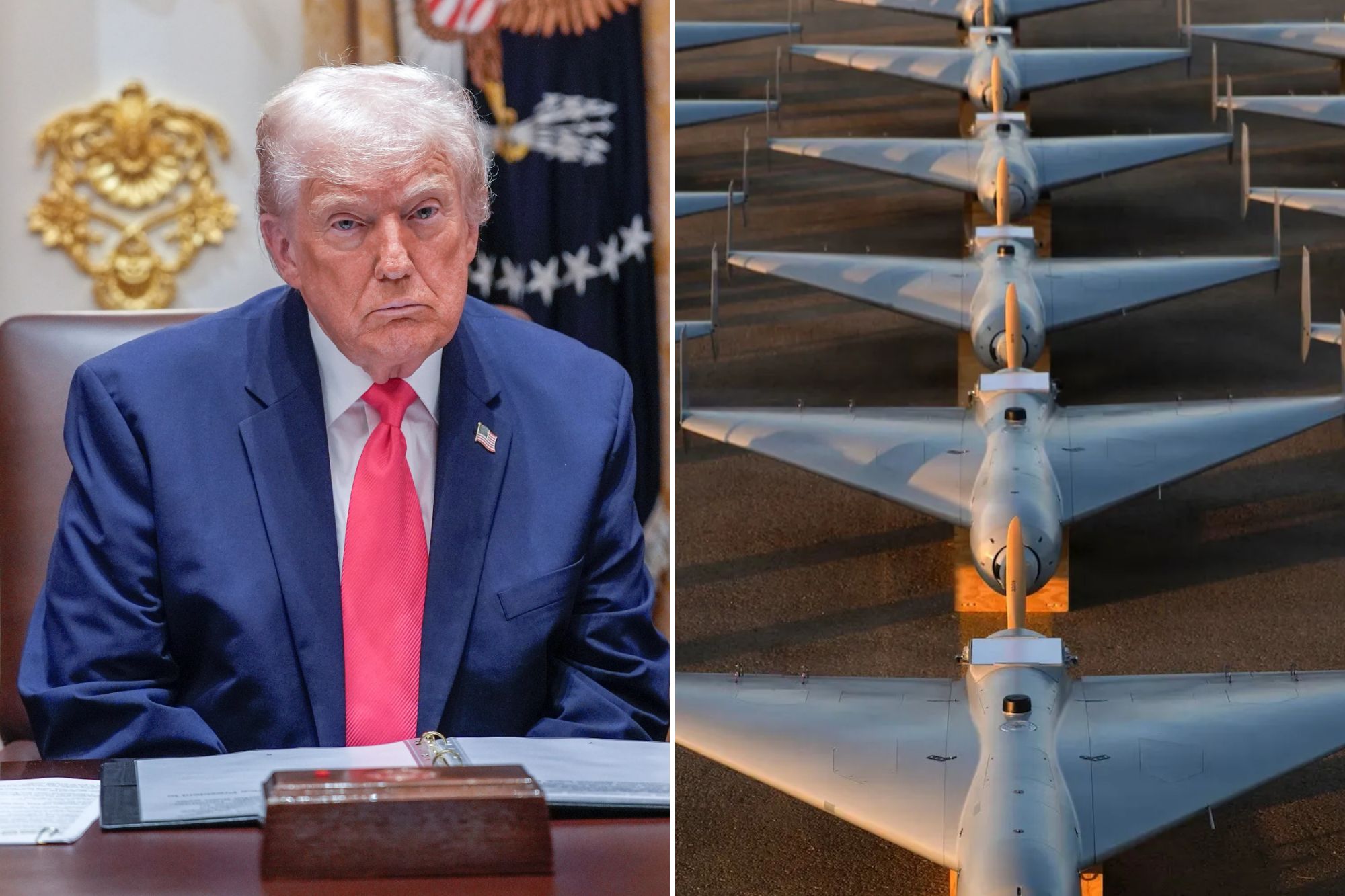 An image collage containing 2 images, Image 1 shows President Donald J. Trump Holds Cabinet Meeting At The White House In Washington, DC - 02 Dec 2025, Image 2 shows NINTCHDBPICT001042993833