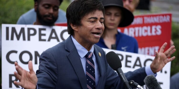 U.S. Rep. Shri Thanedar (D-MI) speaks to reporters in front of the U.S. Capitol on May 14, 2025.