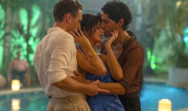 One much-anticipated scene sees her in a steamy three-way clinch with Hiddleston and Diego Calva, who plays villainous weapons boss Teddy Dos Santos
