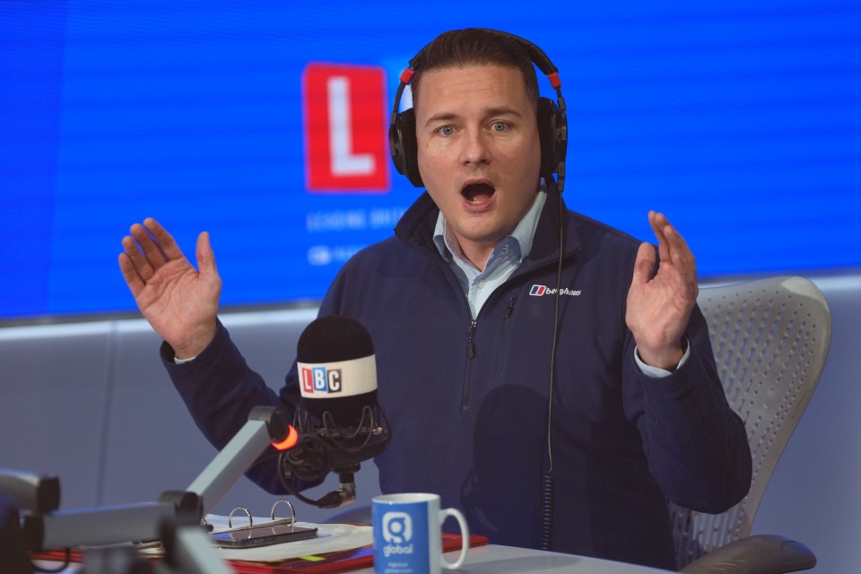 Health Secretary Wes Streeting during a phone-in on LBC's Nick Ferrari at Breakfast show, at Global Radio Studios in London.