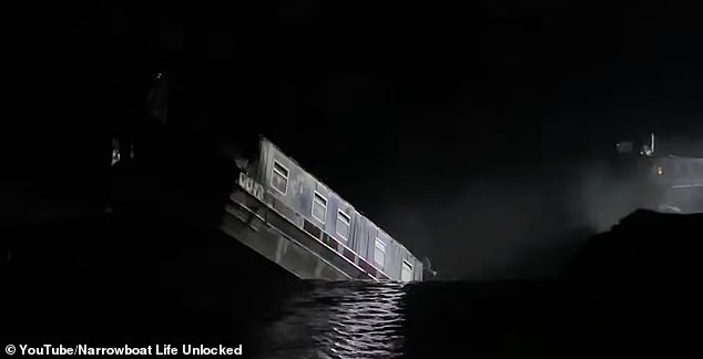 Youtuber and Narrowboat owner Paul Smith-Storey captured the moment one of the boats was dragged into the sinkhole