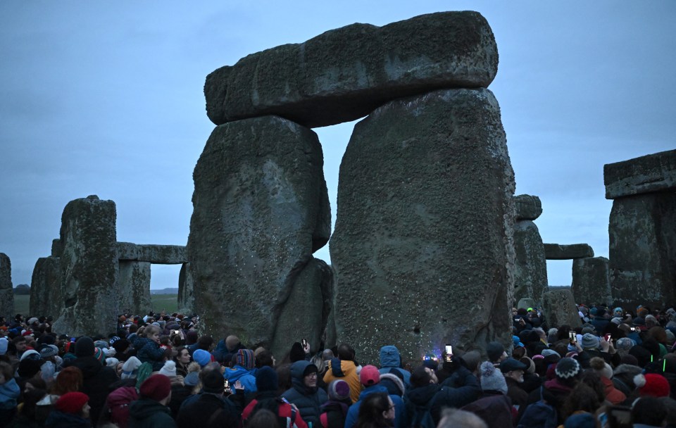 Revellers gather at Stonehenge for the Winter Solstice celebration.