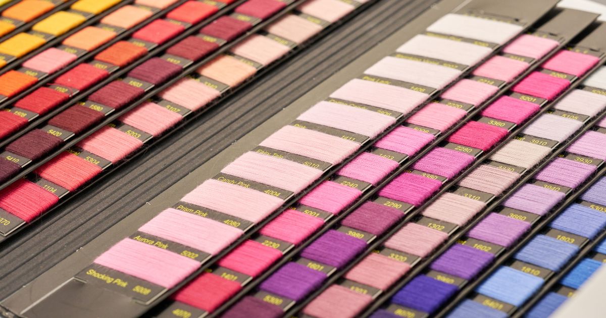 Color swatches at the Istanbul Fashion Connection Fair at Istanbul Expo Center on Aug. 11, 2023, in Istanbul, Turkey.