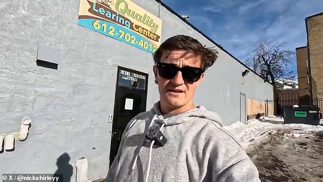 Independent journalist Nick Shirley shared footage of an apparently empty Minneapolis daycare with a misspelled name sign after a  massive Somali fraud scandal was unveiled