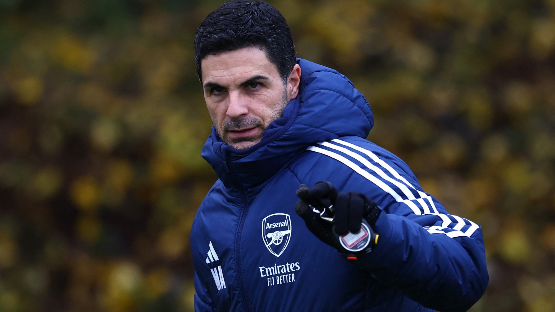 Mikel Arteta, manager of Arsenal, during a training session.