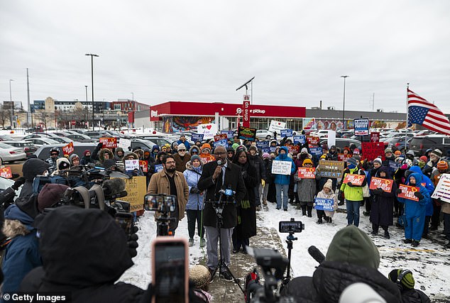 Demonstrators rally outside a Target location on December 4, 2025 in Minneapolis, Minnesota